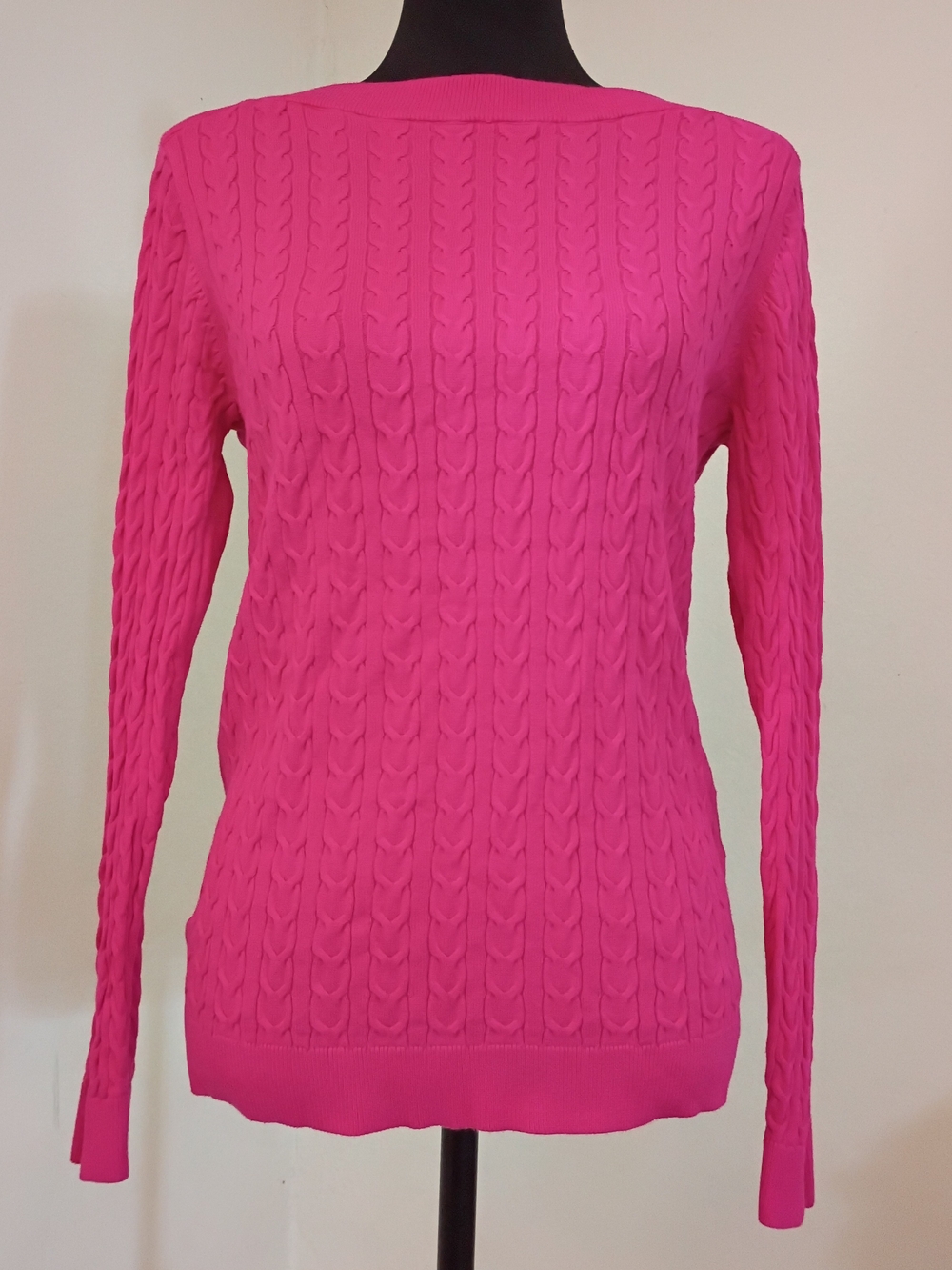 Tommy Hilfiger Cable Knit Scoop Neck Sweater - Hot Pink